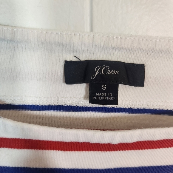 J Crew Red White Blue Oversized Striped Tee Size Small - Picture 4 of 16